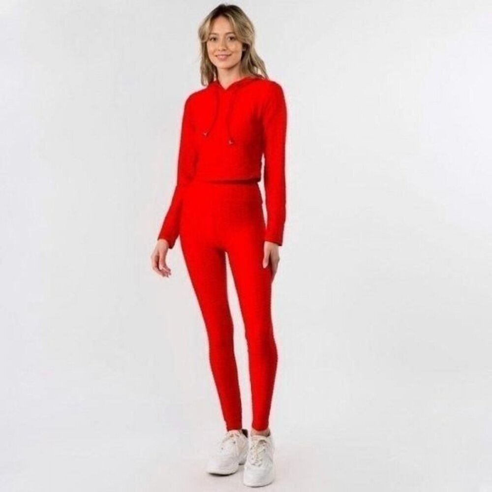 New Honey-Comb Activewear Set Cropped Hoodie & Brazilian Butt Lifting Leggings